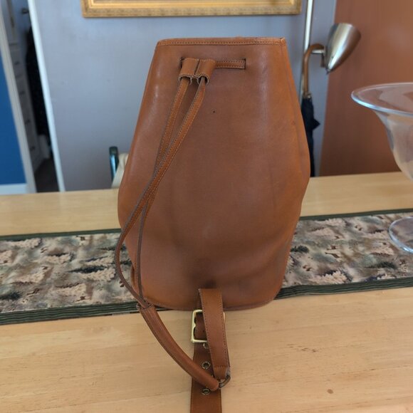 Coach Brown Leather Drawstring Bucket Bag with Over Shoulder Strap Vintage NWOT - Picture 3 of 11